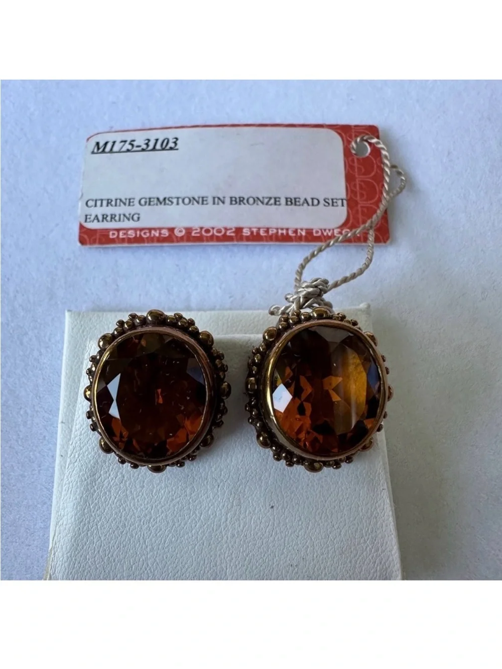Sold NEW Stephen Dweck Bronze Citrine Bead Set Clip On Earrings Festival Boho